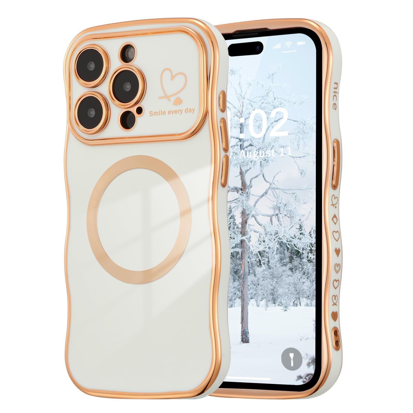 DEFBSC Magnetic Case for iPhone 16 Pro [Work with Magsafe] Curly